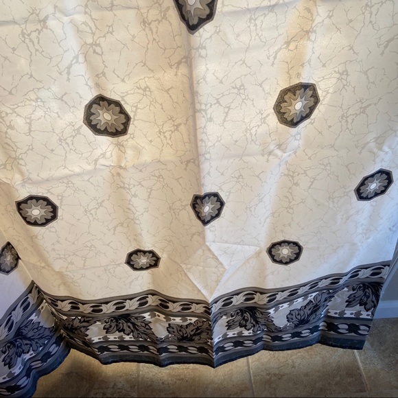 White and Gray Shower Curtain - Picture 3 of 4